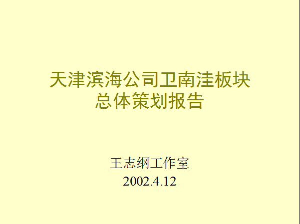 2001年濱海公司城南開發項目總體策劃